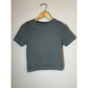 Womens Gray A New Day Slightly Cropped Workout Fabric Tee size Small